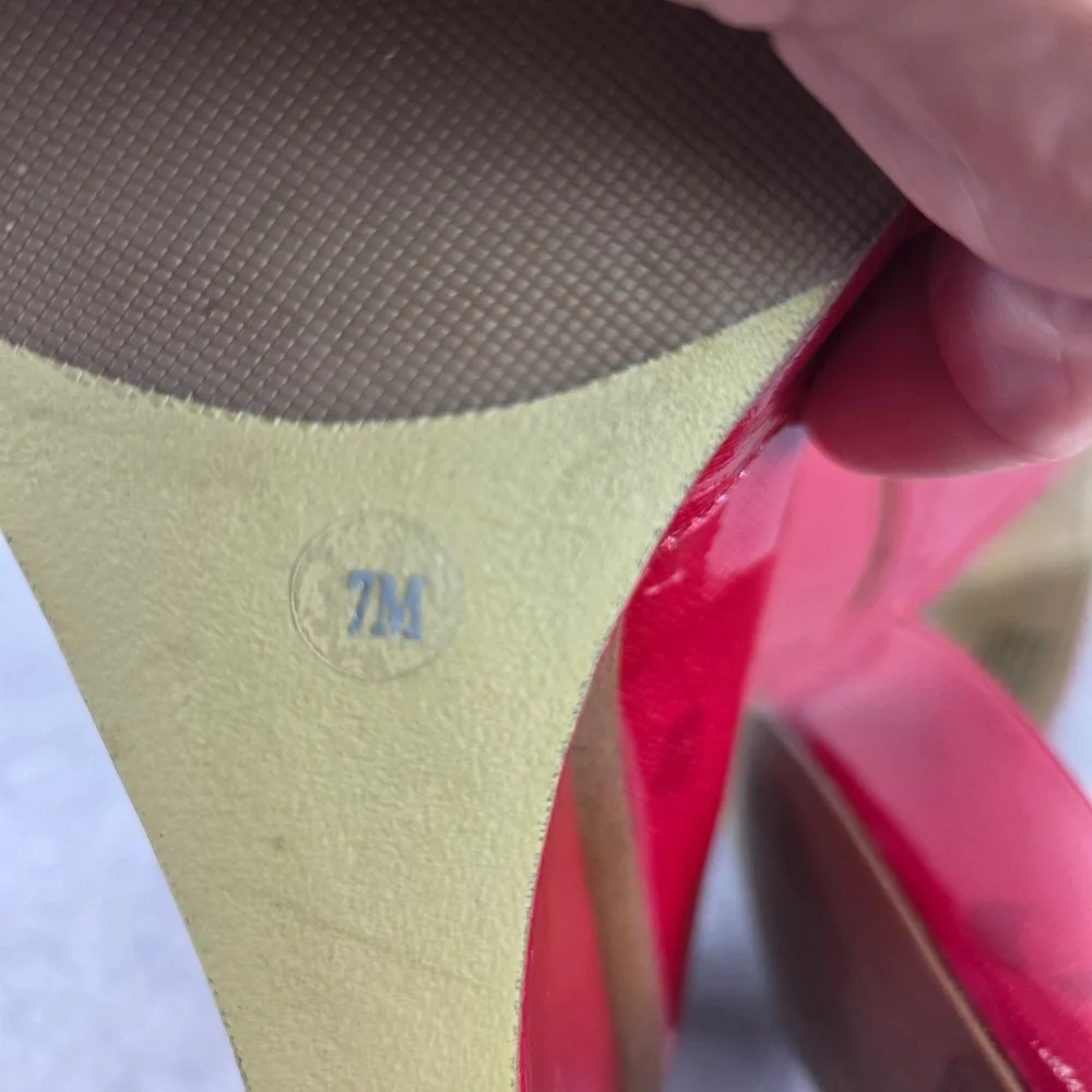 Alfani Womens Red Patent Peep Toe Wedge Heels Pumps Red Textured S1874 Size 7M